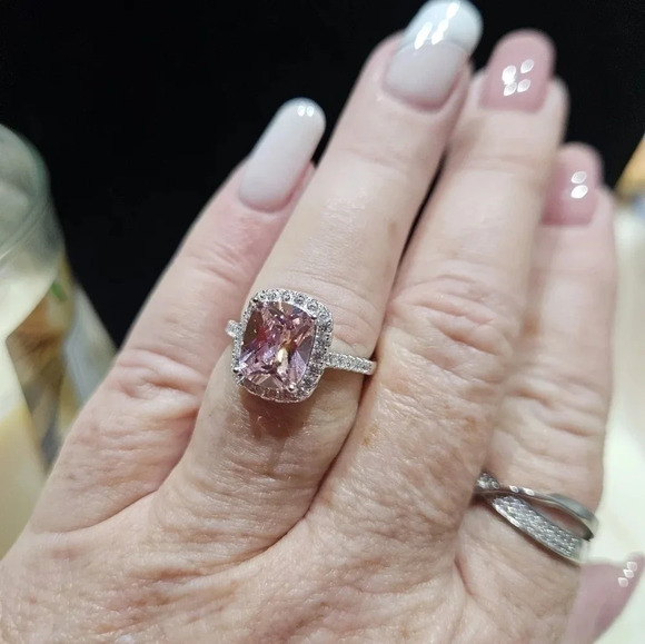 Sterling silver size 7 pink Moissanite rings. - Picture 3 of 3